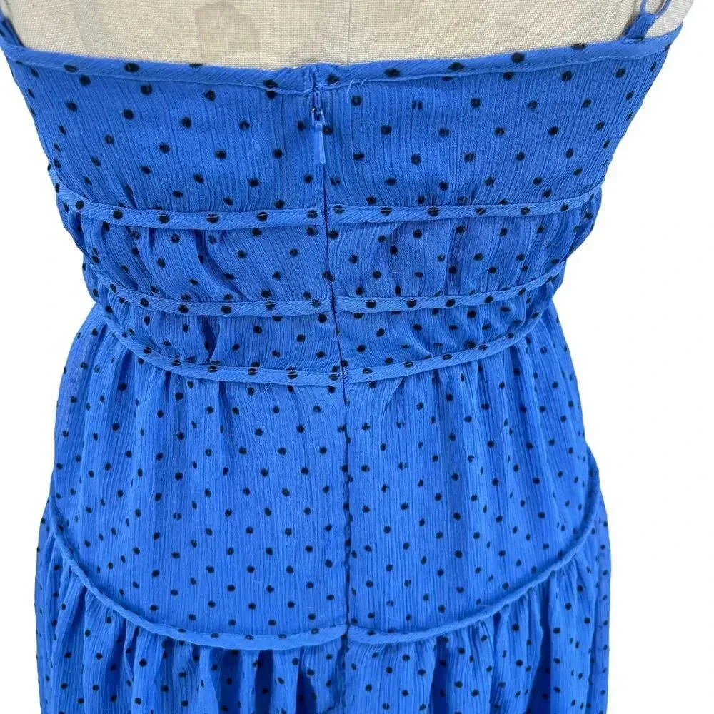 La Maison Talulah Sorrento‎ Midi Dress Azure Blue Polka Dot Size Small - Picture 11 of 15